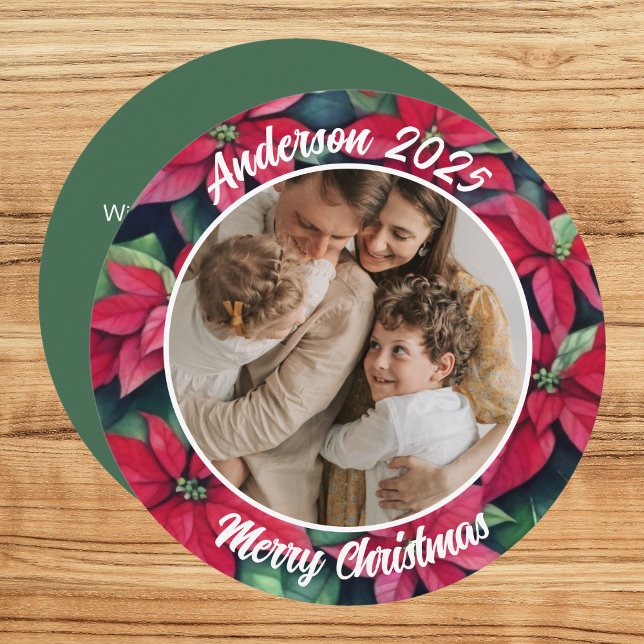 Akvarell Julstjärna Familj Jul Rondell Julkort (Skapare uppladdad)