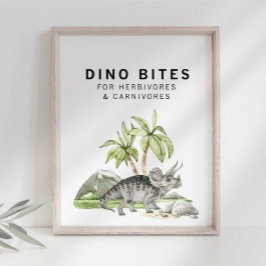 Akvarell Jurassic Dino Bites-skylt Poster