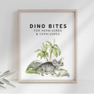 Akvarell Jurassic Dino Bites-skylt Poster