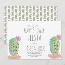Akvarell Kactus Växter Handmålade Baby Shower