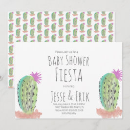 Akvarell Kactus Växter Handmålade Baby Shower Inbjudningar