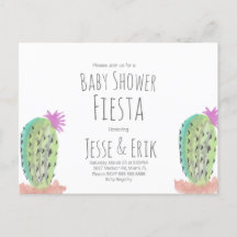 Akvarell Kactus Växter Handmålade Baby Shower