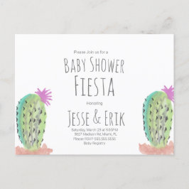 Akvarell Kactus Växter Handmålade Baby Shower Vykort