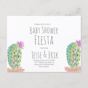 Akvarell Kactus Växter Handmålade Baby Shower Vykort