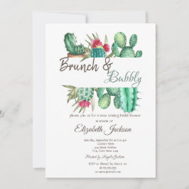 Akvarell Kaktus Brunch & Bubbly Inbjudningar