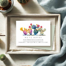 Akvarell Kaktus Flytt till Nytt Hem Annonsering