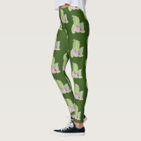 Akvarell Kaktus Kruka Växt Mönster Leggings