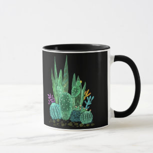 Akvarell, kaktus mugg