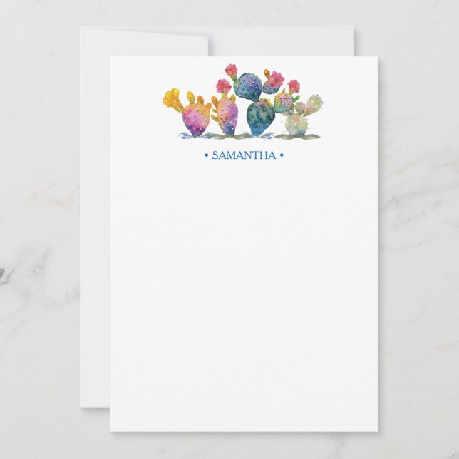 Akvarell Kaktus Personlig Brevpapper Anteckningskort (Framsida)