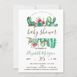 Akvarell Kaktus Prickar Baby Shower Inbjudningar