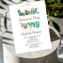 Akvarell Kaktus Prickar Pensionering Inbjudningar