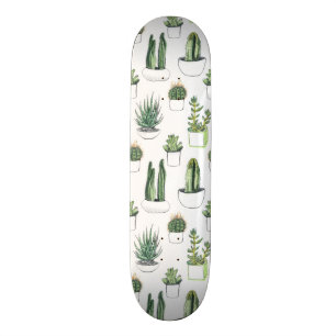 Akvarell Kaktusar & Sukkulenter Mini Skateboard Bräda 18,5 Cm