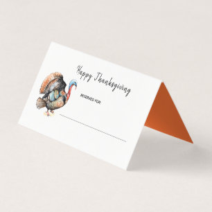 Akvarell Kalkon Thanksgiving platskort Kort