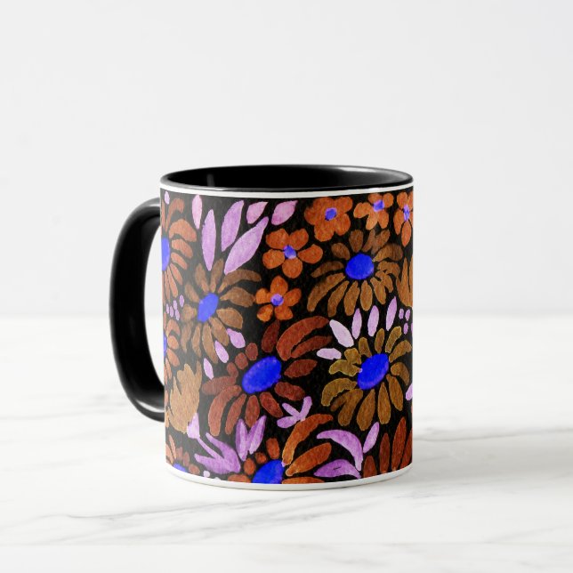 Akvarell kamomill äng blommor blomsterfält d mugg (Framsida vänster)