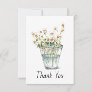 Akvarell Kamomillblommor i Glas Tack Kort