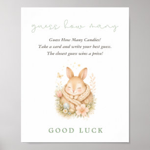 Akvarell Kanin Baby Shower Gissa Hur Många Poster