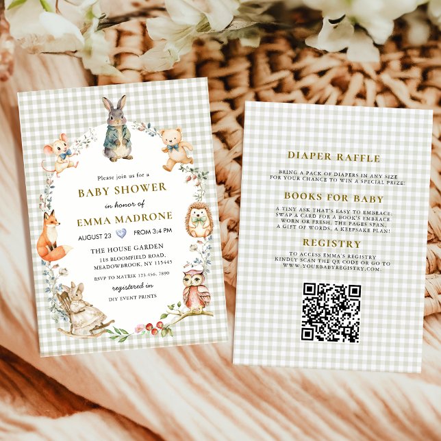 Akvarell Kanin Skogsvänner Baby Shower Inbjudningar (Skapare uppladdad)