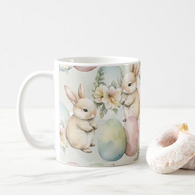 Akvarell Kanin Trädgård Kaffemugg (Med munk)