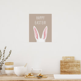 Akvarell Kaninöron På Beige Glad Påsk Poster
