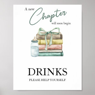 Akvarell kapitel saga baby shower Drycker Poster