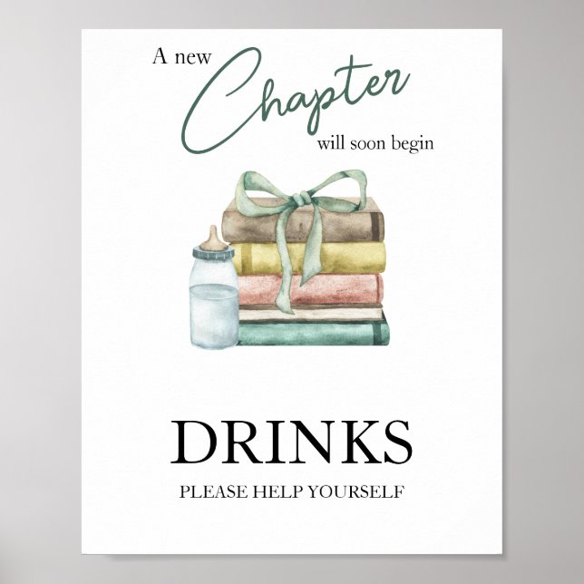 Akvarell kapitel saga baby shower Drycker Poster (Framsidan)