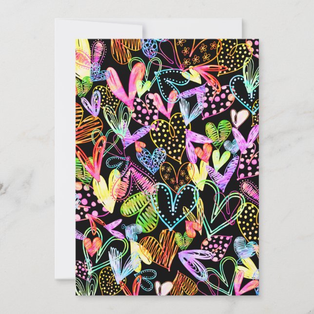 Akvarell Kärlek Hjärtmode Design Julkort (Framsida)