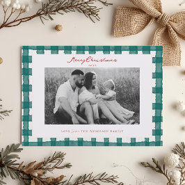Akvarell Karo Tvåsidig Familjefoto Jul Julkort