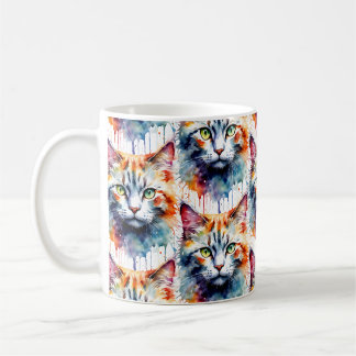 Akvarell Katt Flerfärgad Splash konst Kaffemugg