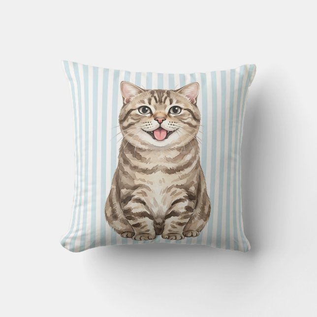 Akvarell Katt Kuddöverkast Kudde (Framsida)