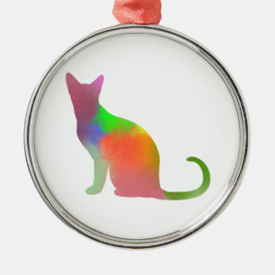 Akvarell Katt Siluett Julgransprydnad Metall