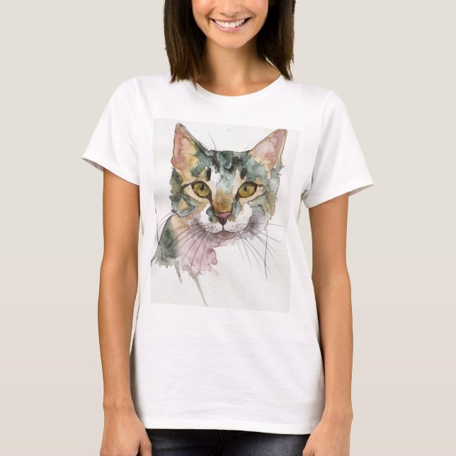 Akvarell Katt T Shirt (Framsida)