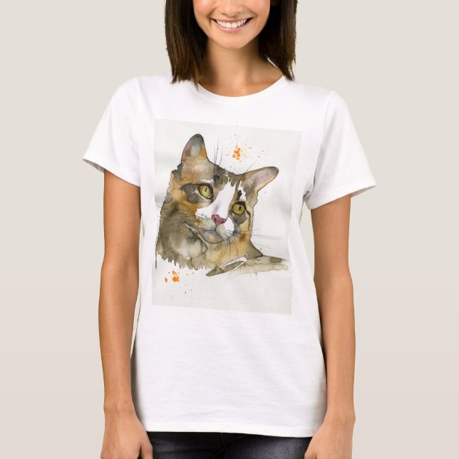 Akvarell Katt T Shirt (Framsida)