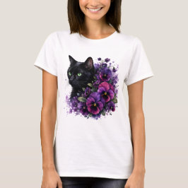 Akvarell Katt Violer PNG Blommig Trädgårdsdesign T Shirt