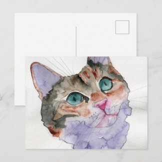 Akvarell Katt Vykort