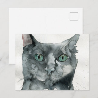 Akvarell Katt Vykort
