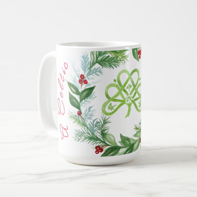 Akvarell Keltisk Julkrans  Kaffemugg (Framsida vänster)