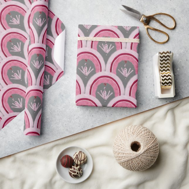 Akvarell Klassisk Rosa Handritad Presentpapper (Hantverk)