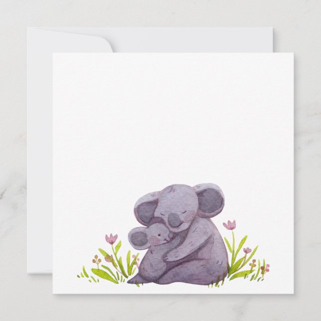 Akvarell Koala Familj Inbjudningar (Baksida)