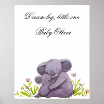 Akvarell Koala Familj Nurseriesaffisch Omedelbar N