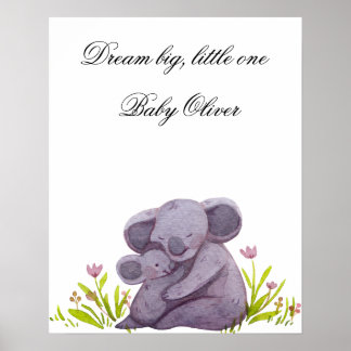 Akvarell Koala Familj Nurseriesaffisch Omedelbar N Poster