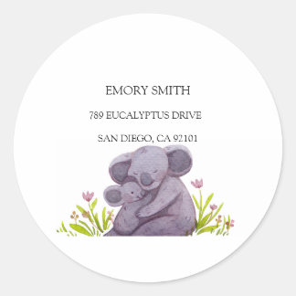 Akvarell Koala Familj Runt Klistermärke