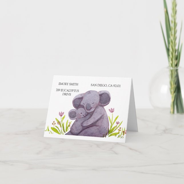 Akvarell Koala Familj Tack Kort (Framsida)