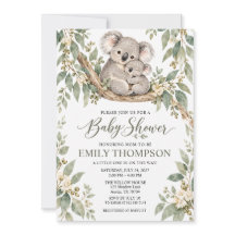 Akvarell Koala-Mamma Baby Eukalyptus Baby Shower