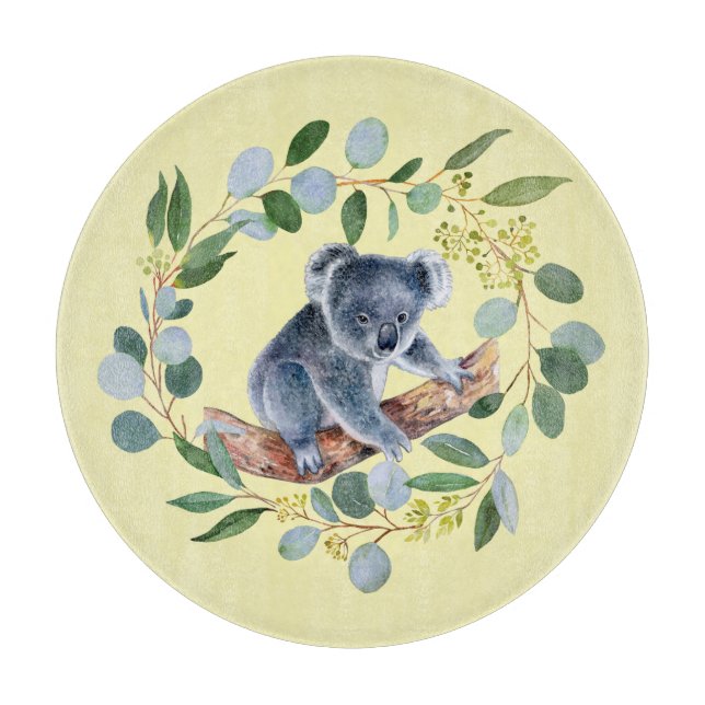 Akvarell Koala och Eukalyptus Krans  (Framsidan)