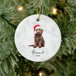 Akvarell Kokolad Brun Goldendoodle Julgransprydnad Keramik