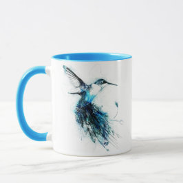 Akvarell Kolibri Fjäder Svans Mugg
