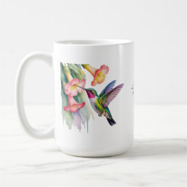 Akvarell Kolibri med Blommor Kaffemugg