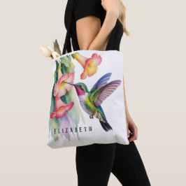 Akvarell Kolibri med Blommor Tygkasse
