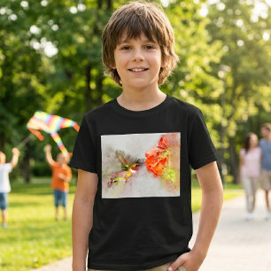 Akvarell Kolibri som äter av en livfull blomma T Shirt