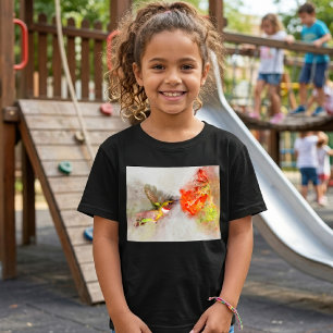Akvarell Kolibri som äter av en livfull blomma T Shirt